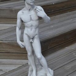 Miespatsas David, betonipatsas, kuvattu edestä